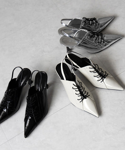 ポインテッドトゥレースアップスニーカーミュール / pointed toe lace up sneaker mules