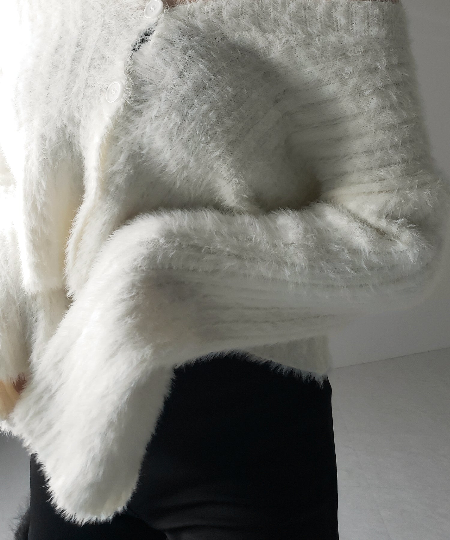 【 3color 】ショートシャギーリブニットカーディガン / short shaggy lib knit cardigan