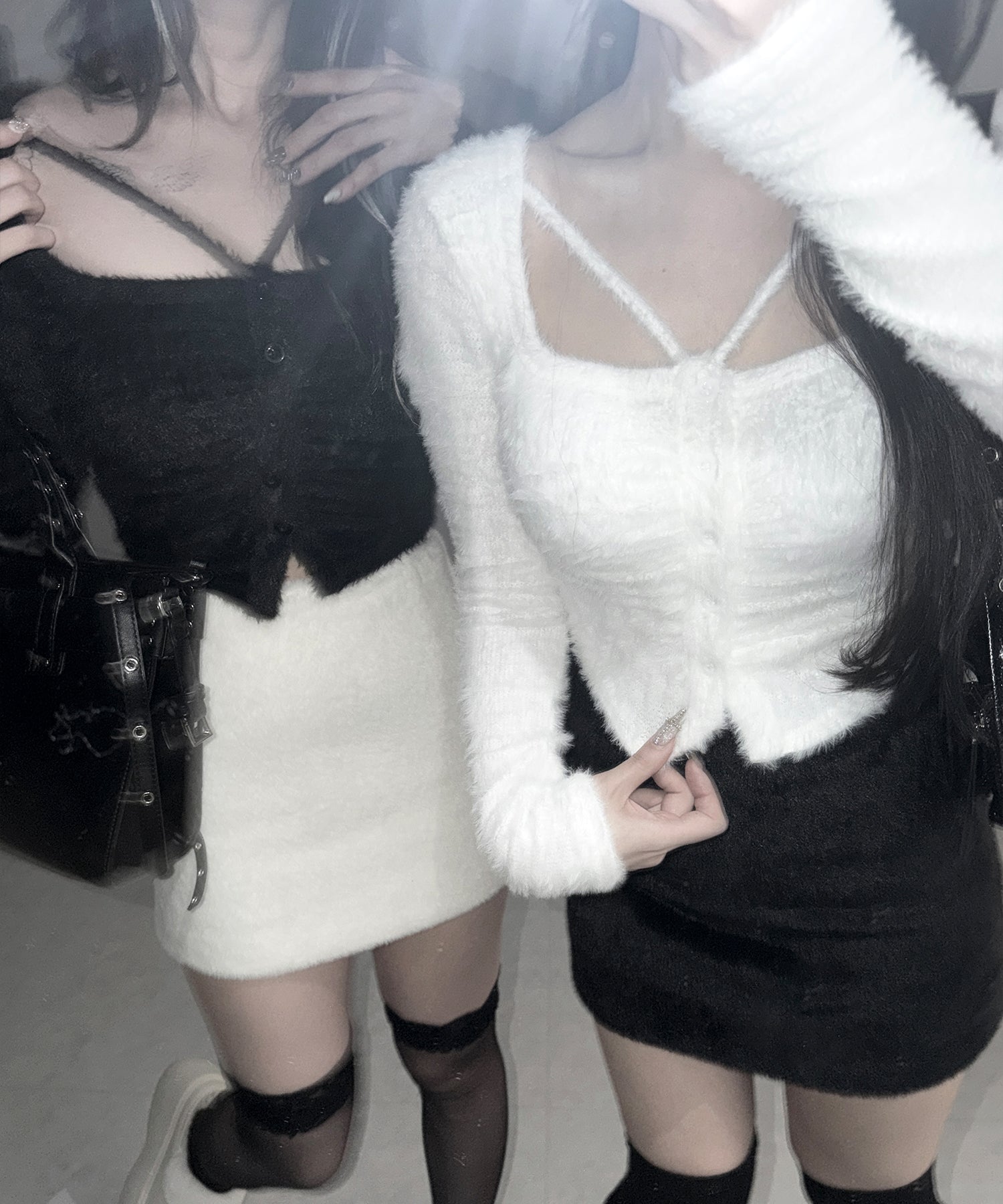 ハイウエストシャギータイトミニスカート / high waist shaggy tight mini skirt