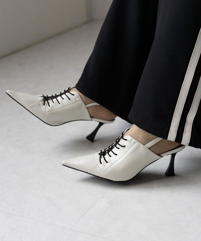 ポインテッドトゥレースアップスニーカーミュール / pointed toe lace up sneaker mules