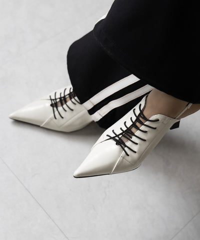 ポインテッドトゥレースアップスニーカーミュール / pointed toe lace up sneaker mules