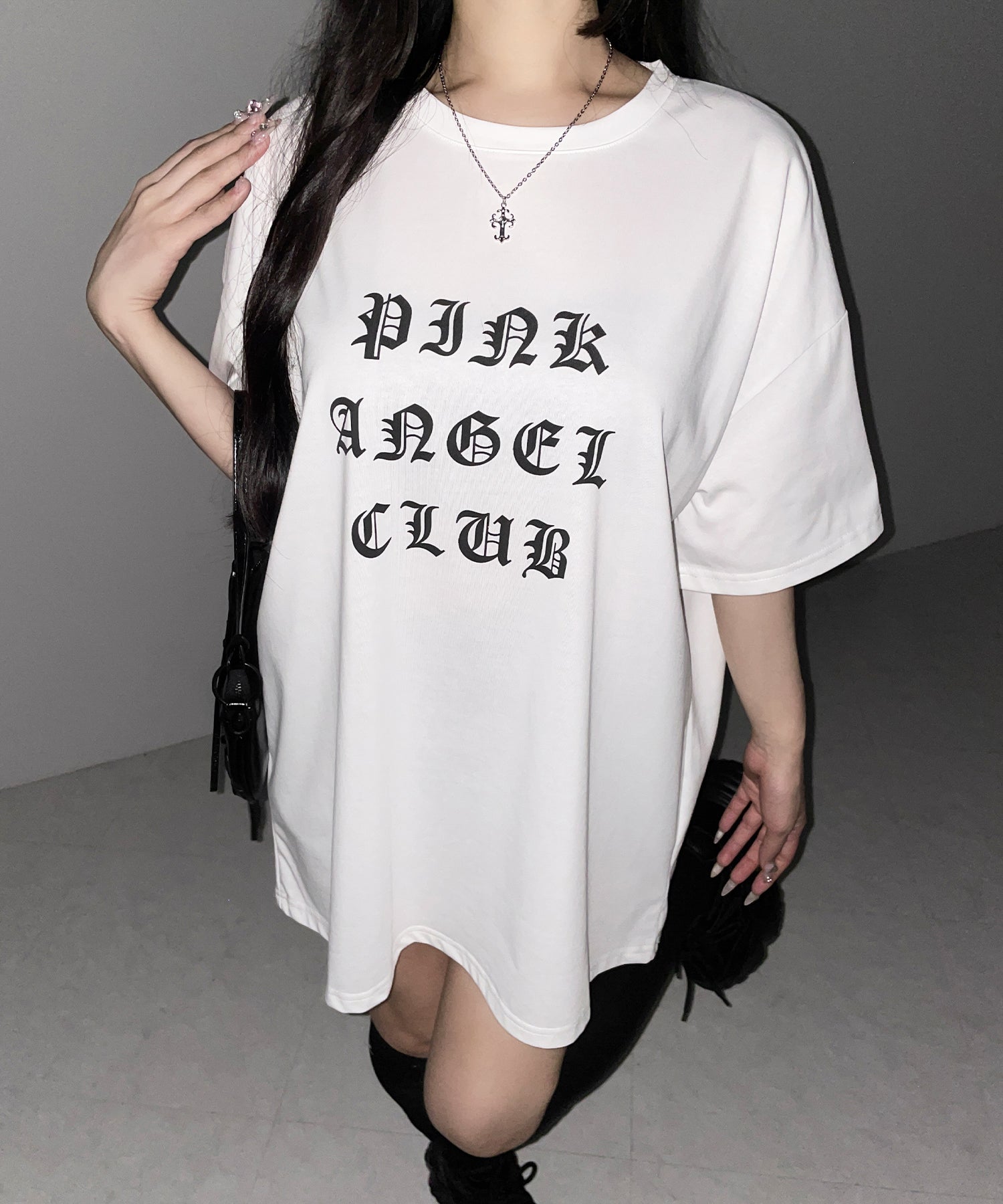 【 PINK ANGEL CLUB 】グランジロゴビッグTシャツ / PINK ANGEL CLUB grunge logo big T-shirts