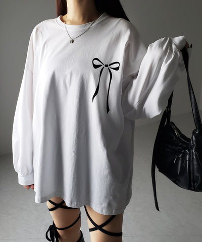 リボンプリントバレエコアビッグTシャツ / ribbon print ballet core big Tee