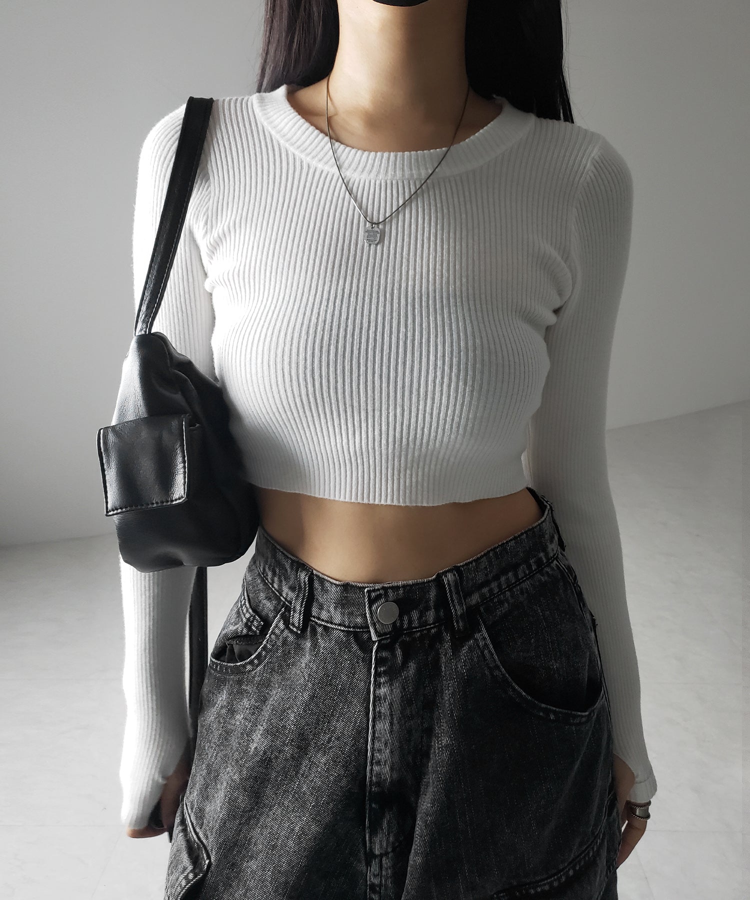 BASIC ショートリブニットトップス / BASIC SHORT LIB KNIT TOPS