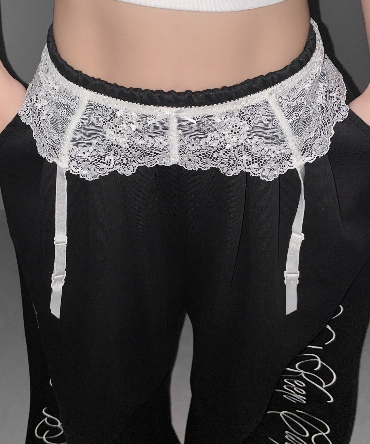 レースリボンストラップガーターベルト /lace ribbon strap garter belt