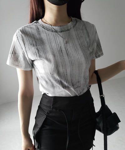 ヴィンテージプリントクロップドリブTシャツ / vintage print cropped lib Tee