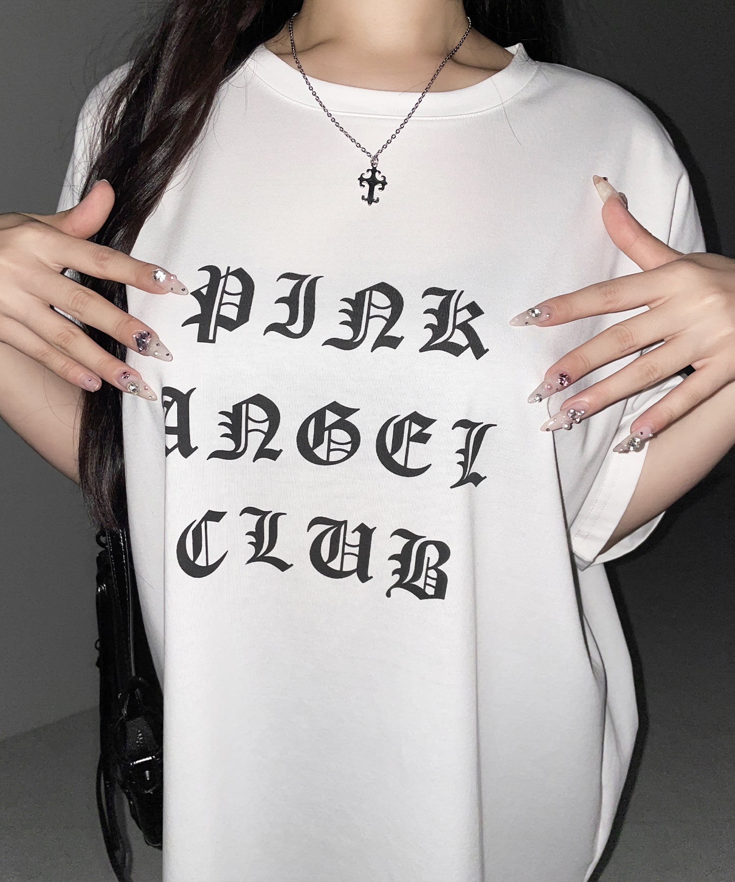 【 PINK ANGEL CLUB 】グランジロゴビッグTシャツ / PINK ANGEL CLUB grunge logo big T-shirts