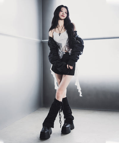 レースフリルレイヤードビスチェキャミソール / lace frill layered bustier camisole