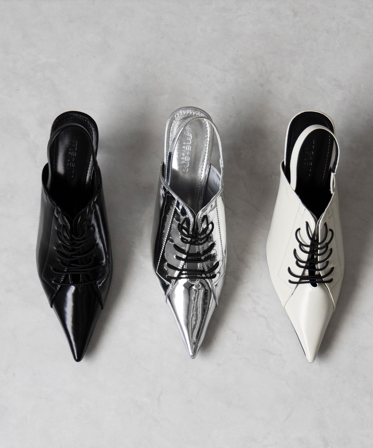 ポインテッドトゥレースアップスニーカーミュール / pointed toe lace up sneaker mules