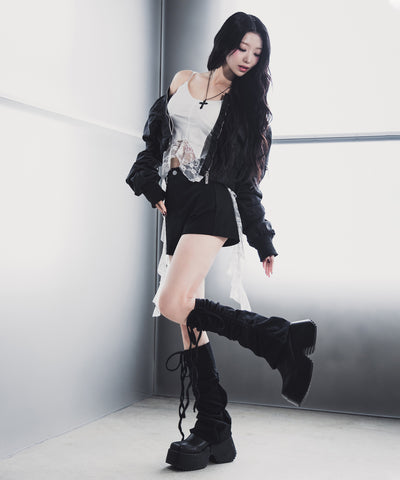 レースフリルレイヤードビスチェキャミソール / lace frill layered bustier camisole