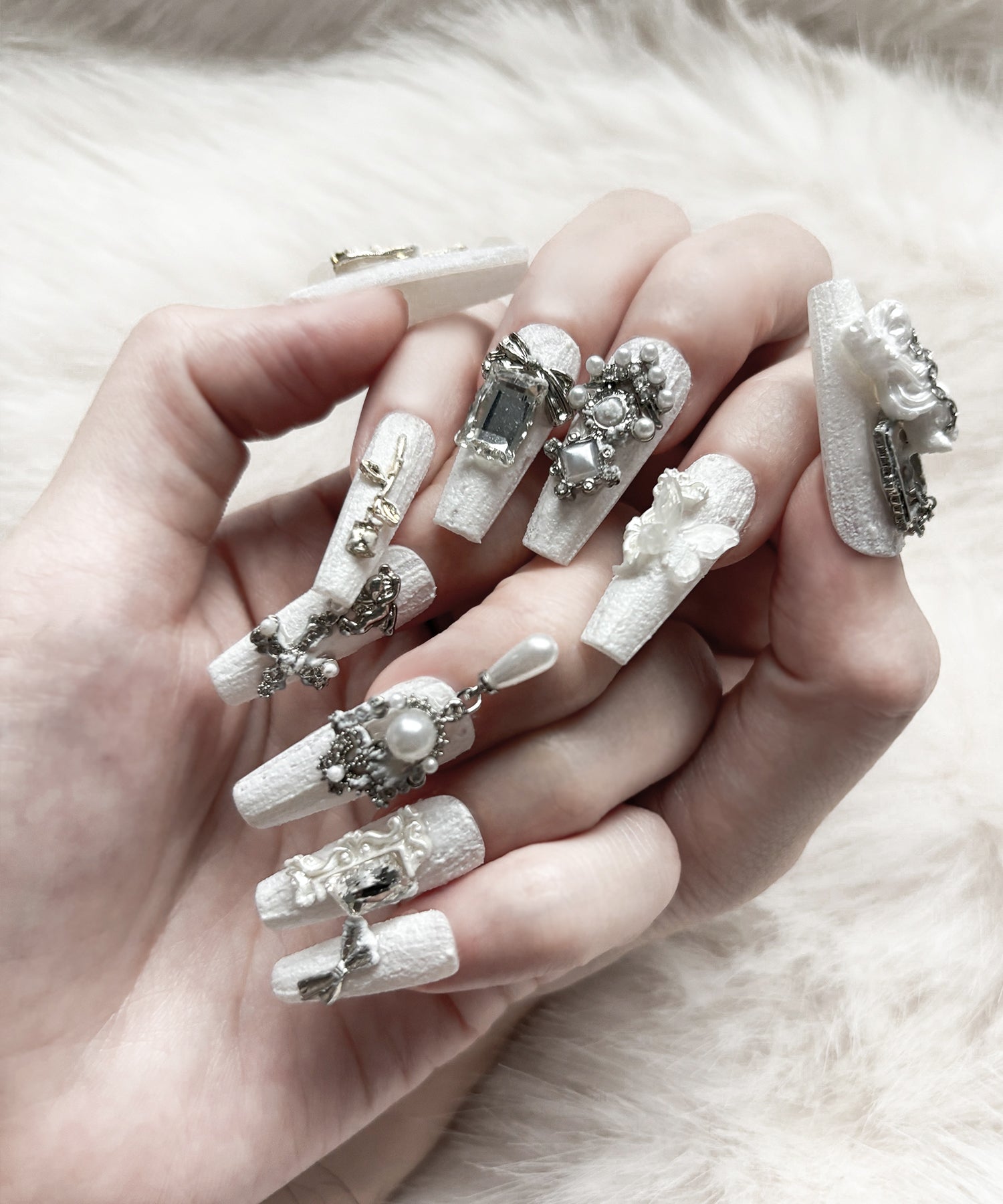 ウィッシュコアエンジェルパールホワイトネイルチップ / wishcore angel pearl white nail tips