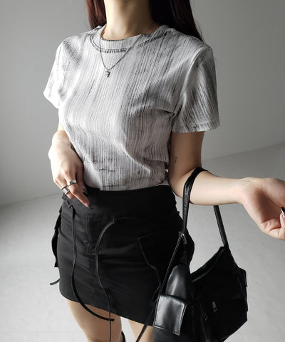 ヴィンテージプリントクロップドリブTシャツ / vintage print cropped lib Tee