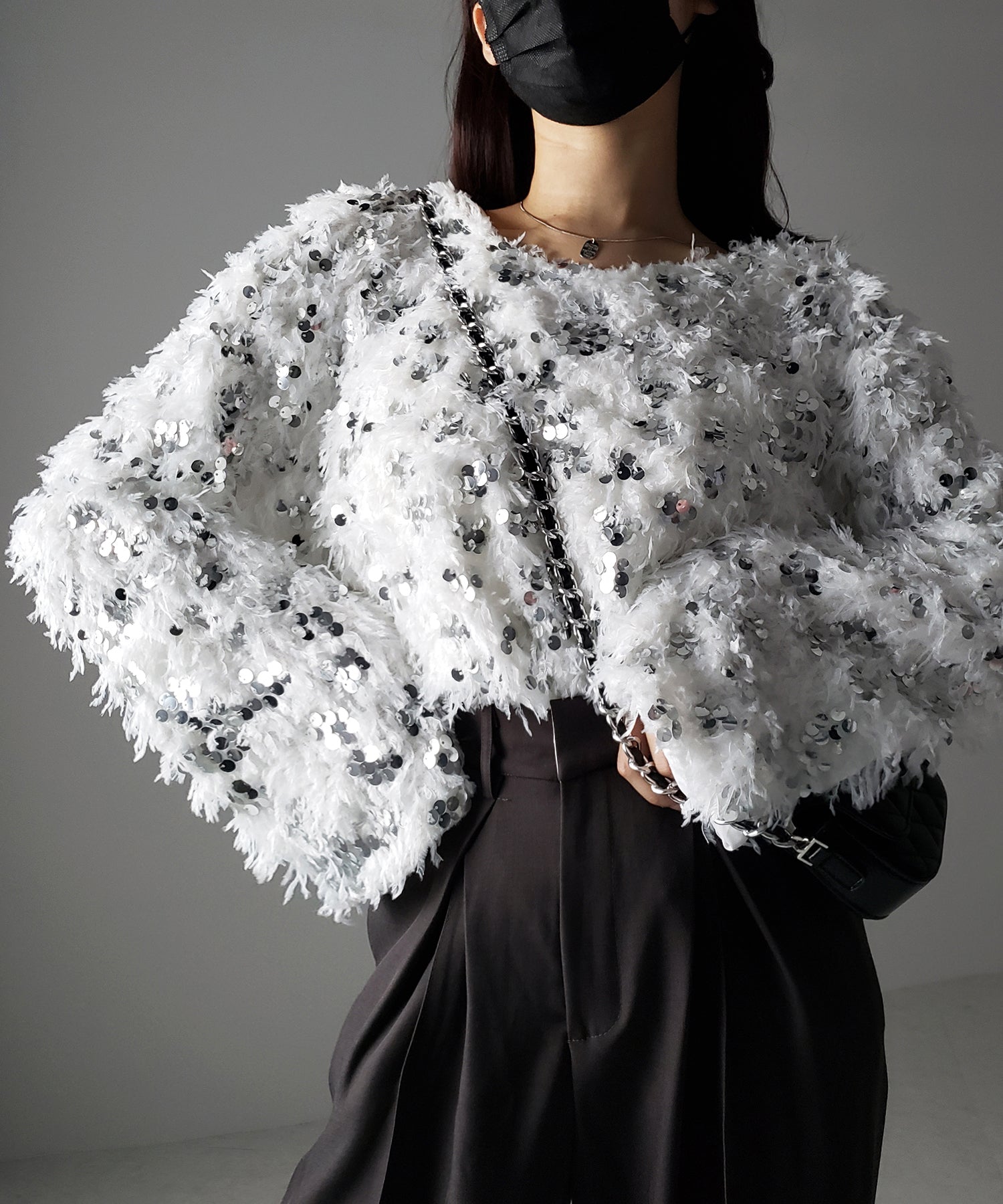 【 4color 】フェザースパングルオーバートップス/feather spangle over tops