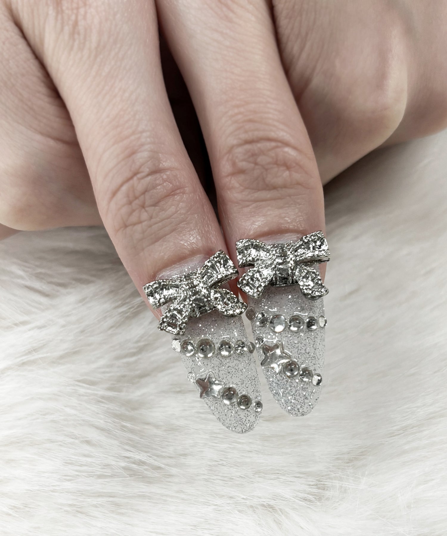 【 限定先行販売 】 bijou ribbon glitter flash nail tips