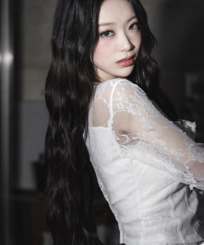 チョーカーネックリボンコルセットレーストップス / choker neck ribbon corset lace tops