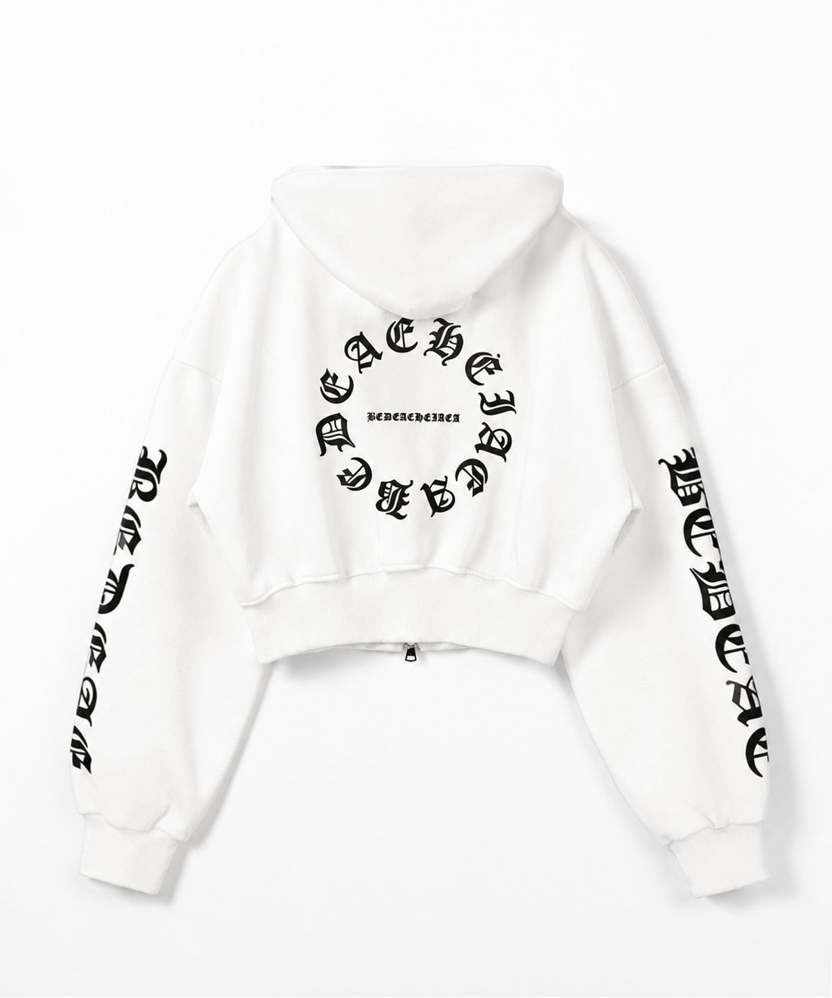 グランジロゴダブルジップショートパーカー / grunge logo double zip short hoodie