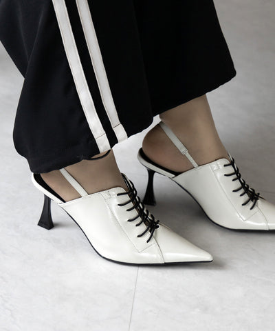 ポインテッドトゥレースアップスニーカーミュール / pointed toe lace up sneaker mules