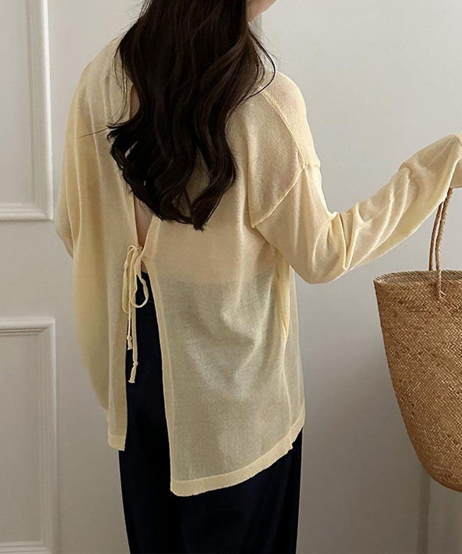 【 選べる7color 】ニュアンスカラーバックスリットオーバーシアーニット / nuance color back slit over sheer knit