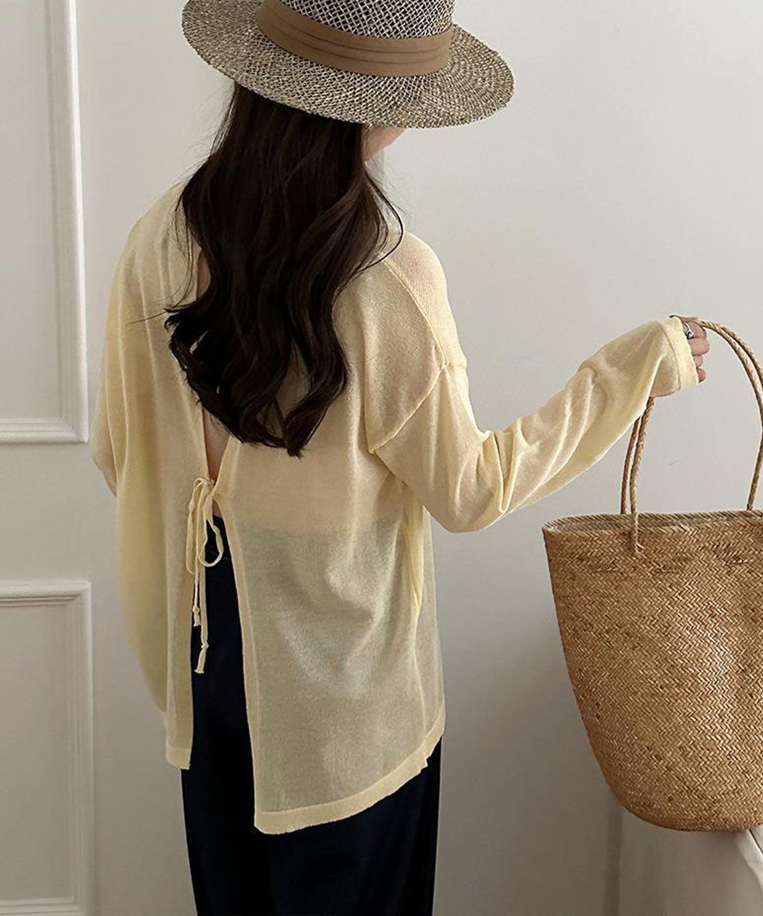 【 選べる7color 】ニュアンスカラーバックスリットオーバーシアーニット / nuance color back slit over sheer knit