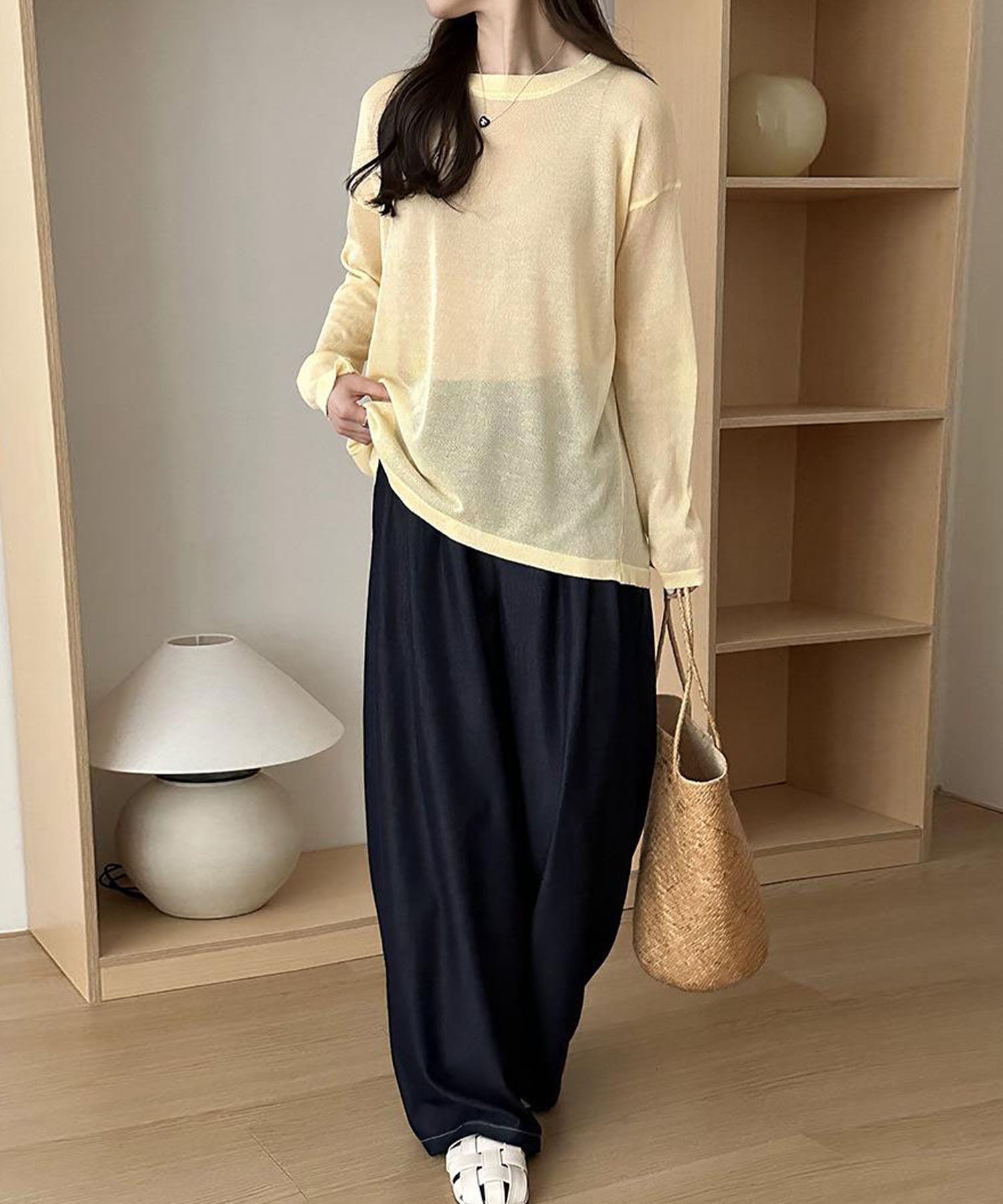 【 選べる7color 】ニュアンスカラーバックスリットオーバーシアーニット / nuance color back slit over sheer knit