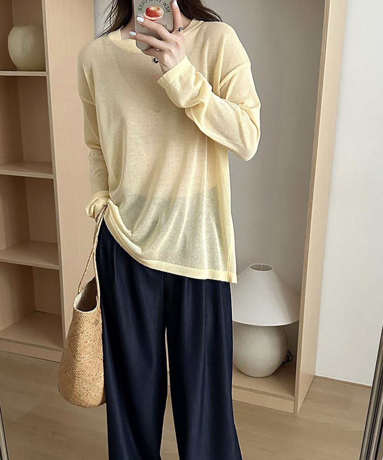 【 選べる7color 】ニュアンスカラーバックスリットオーバーシアーニット / nuance color back slit over sheer knit