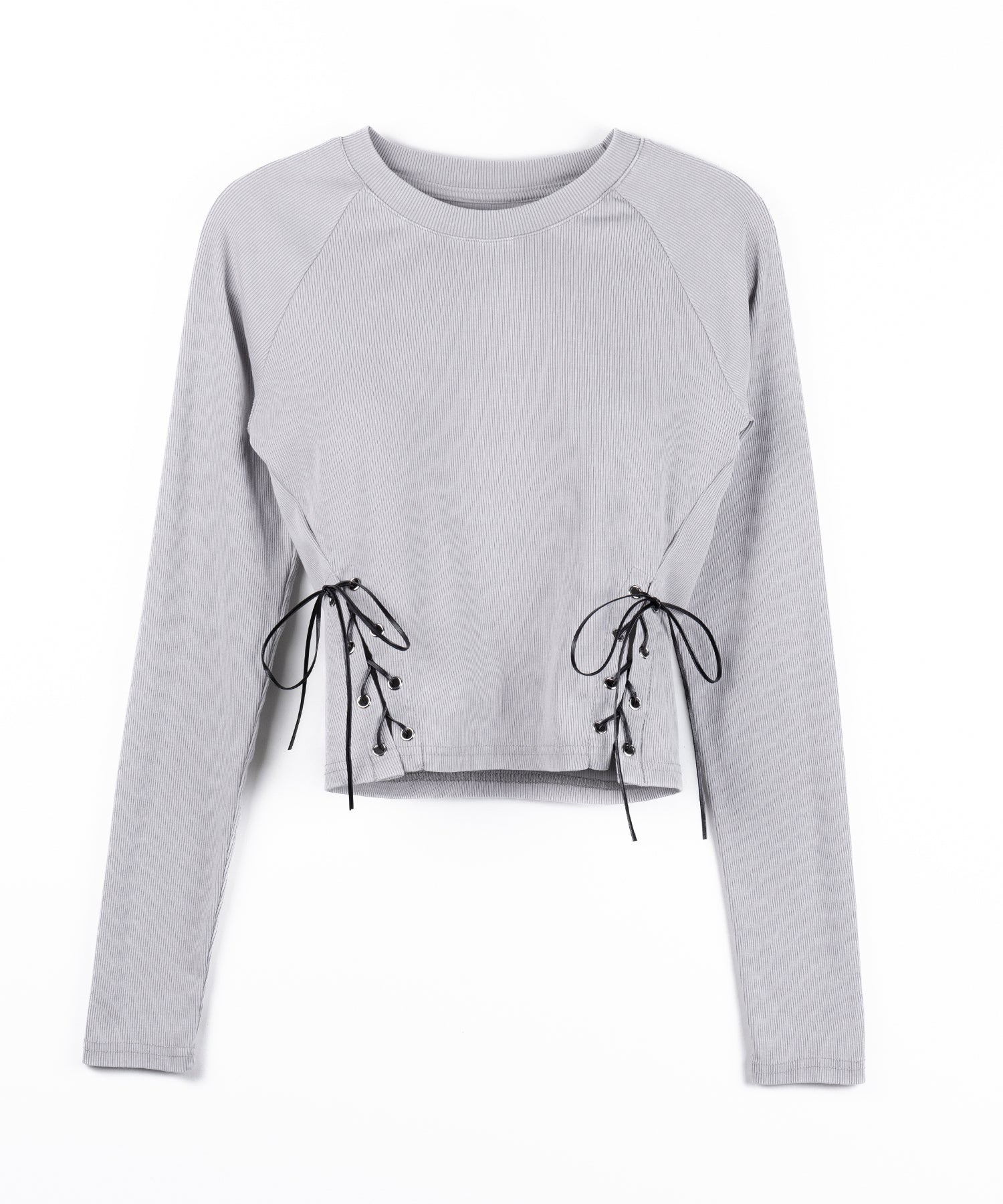 ヴィンテージサイドレースアップカットアウトショートロンT / vintage side lace up cutout short long sleeve T-shirts