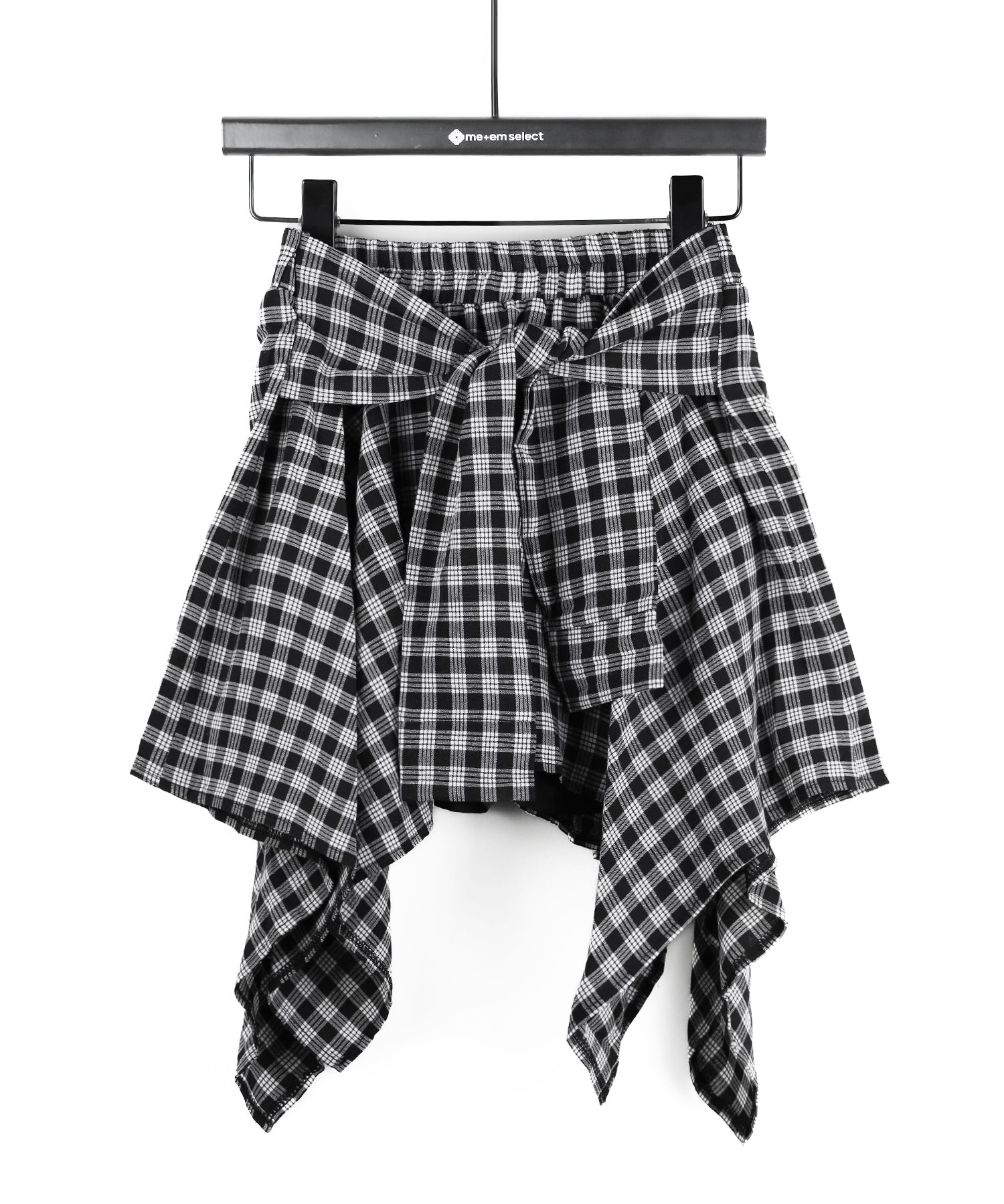 【 選べる2素材/インナーパンツ裏地付 】シャツレイヤードチェックミニスカート / shirt layered check mini skirt