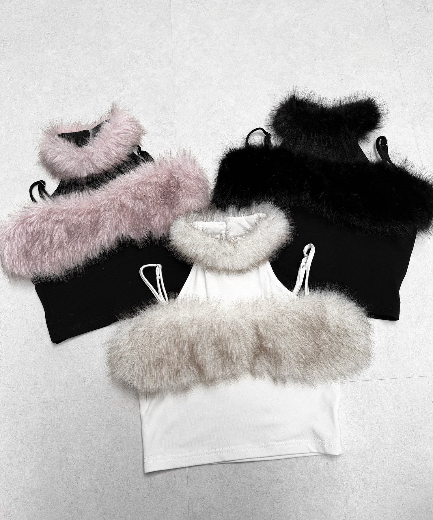 ファードッキングストラップトップス / fur docking strap tops