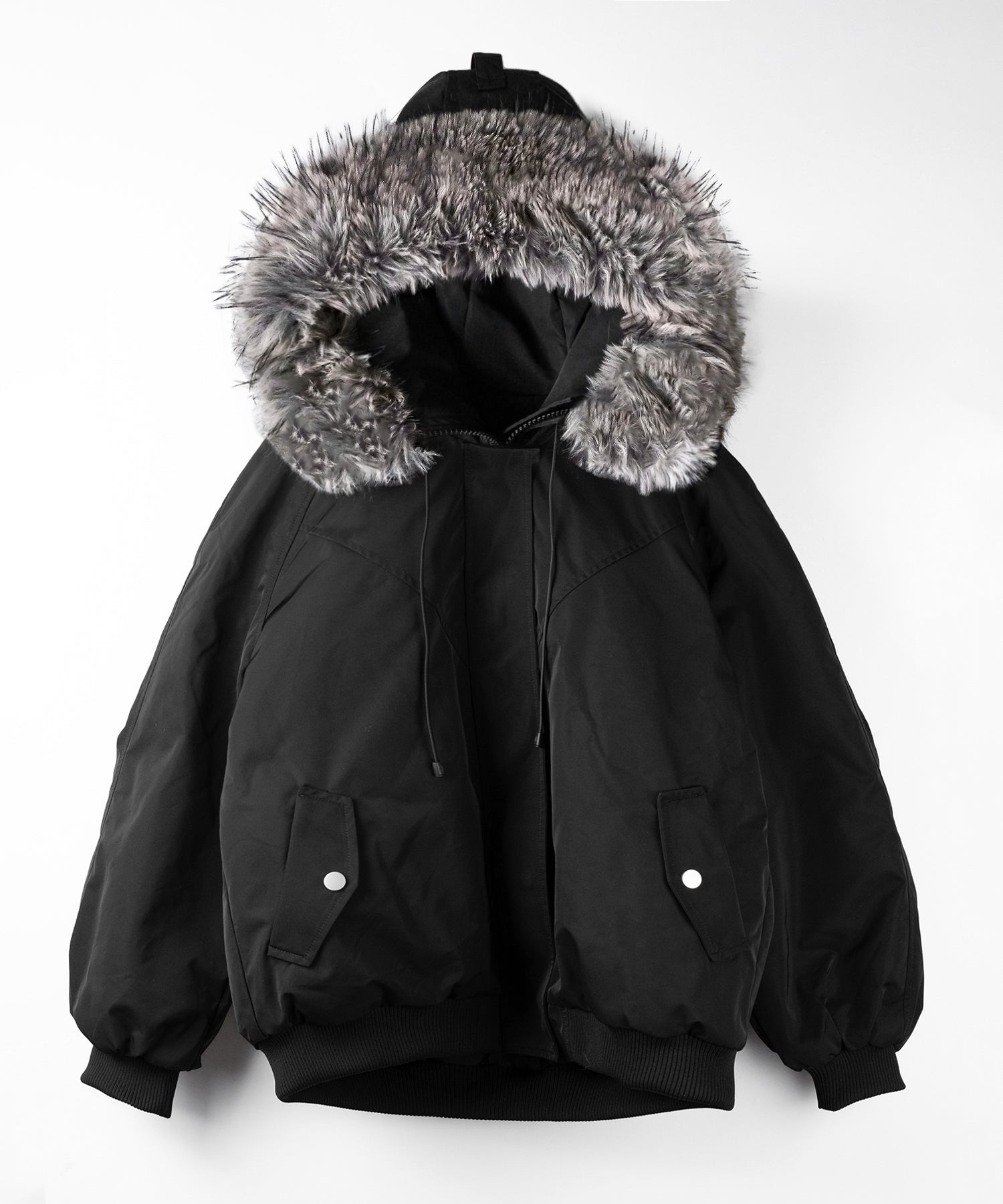 フェイクファーフーディビッグダウンジャケット / fake fur hoodie big down jacket