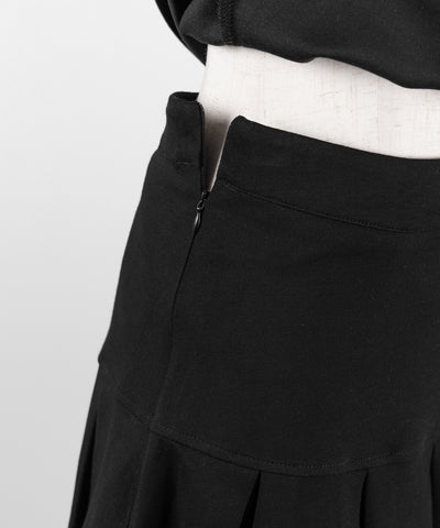 【 2点セット 】スキッパーネック半袖Tシャツ & プリーツミニスカート ワンホンセットアップ / skipper neck short sleeve T-shirt & pleated mini skirt wanghong setup