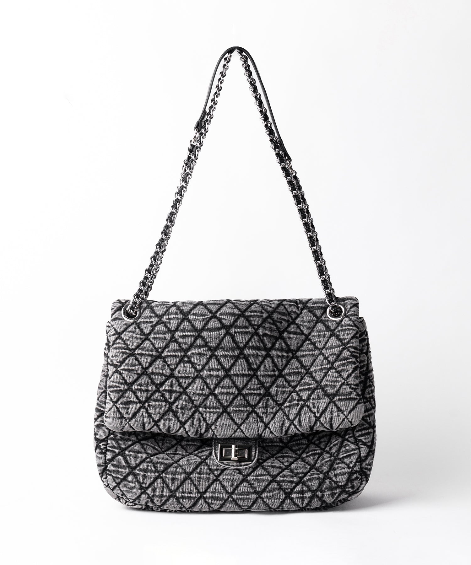 ヴィンテージブラックデニムキルティングショルダーバッグ / vintage black denim quilting shoulder bag