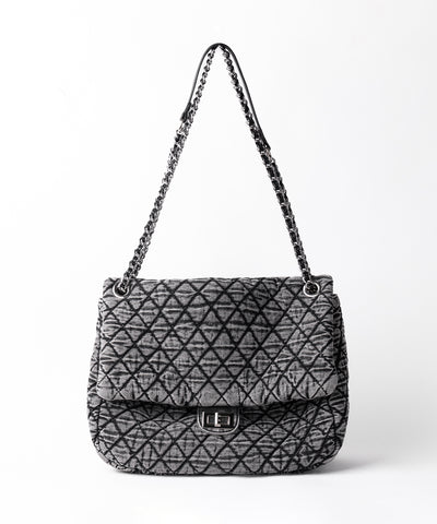 ヴィンテージブラックデニムキルティングショルダーバッグ / vintage black denim quilting shoulder bag