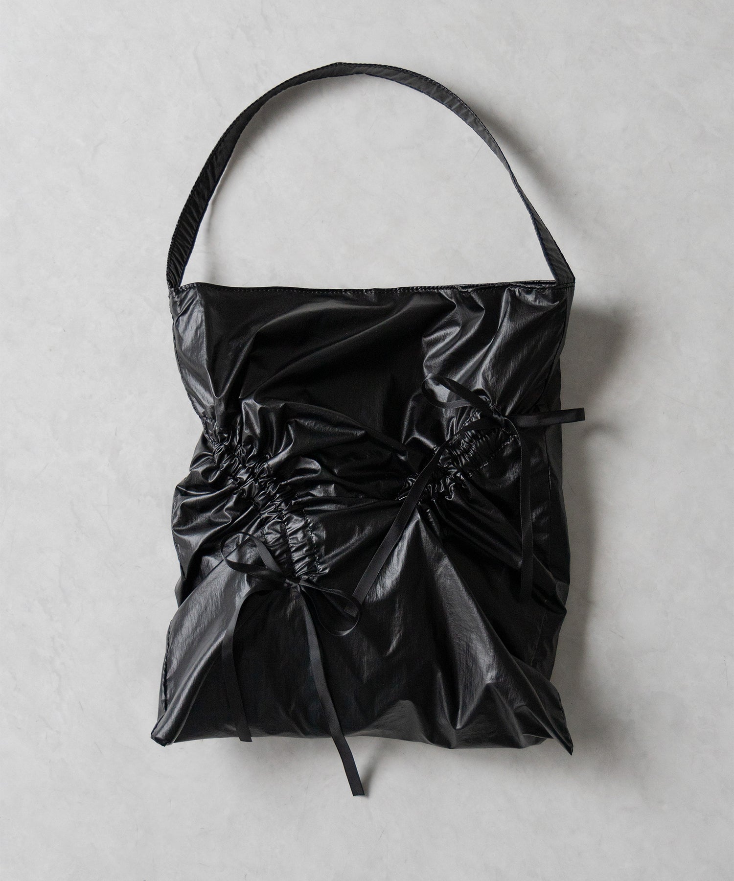 【 2color 】シャーリングリボンメタリックトートバッグ / shirring ribbon metallic tote bag