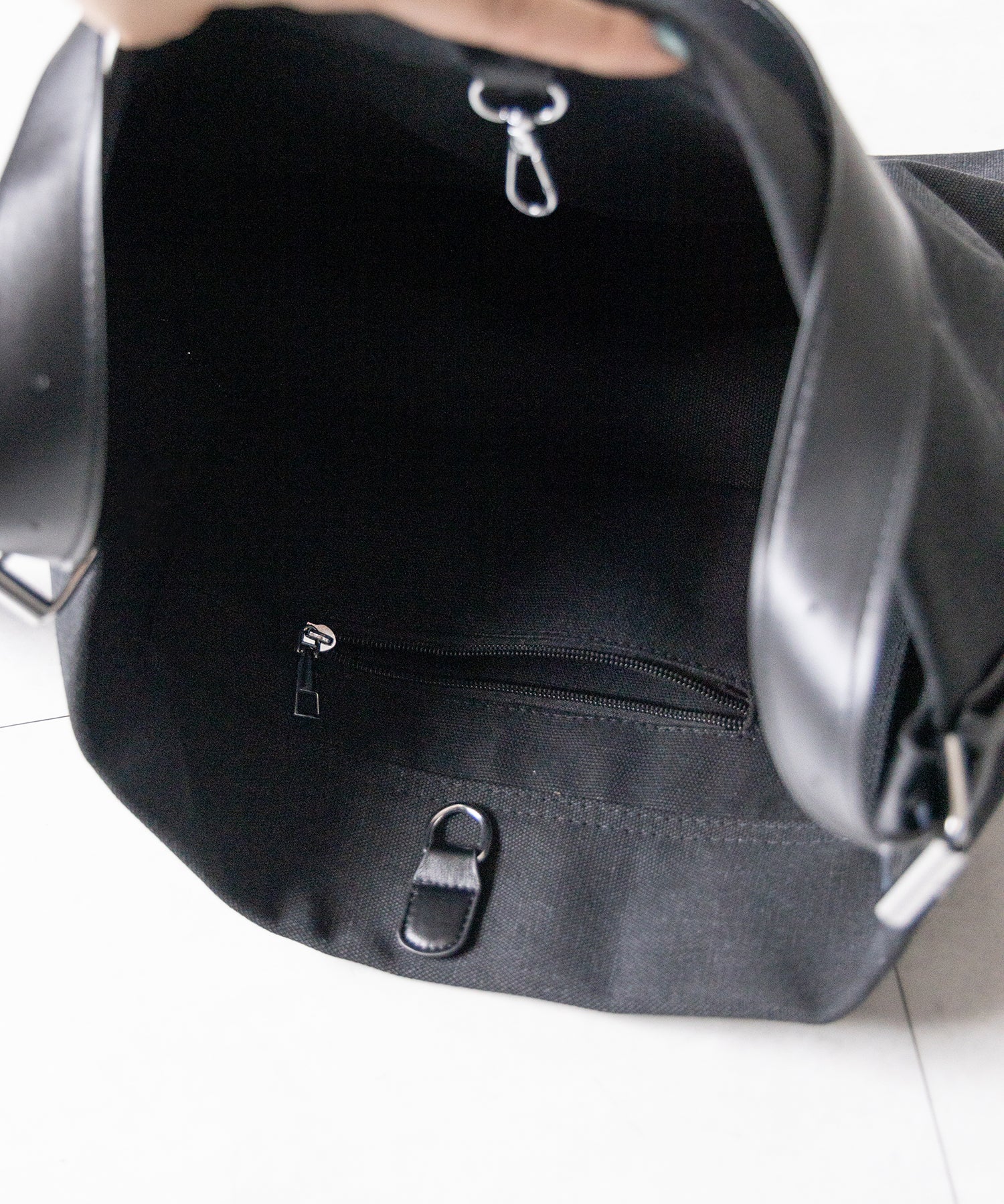 【 2color 】レザーベルトキャンバスビッグショルダーバッグ / leather belt canvas big shoulder bag