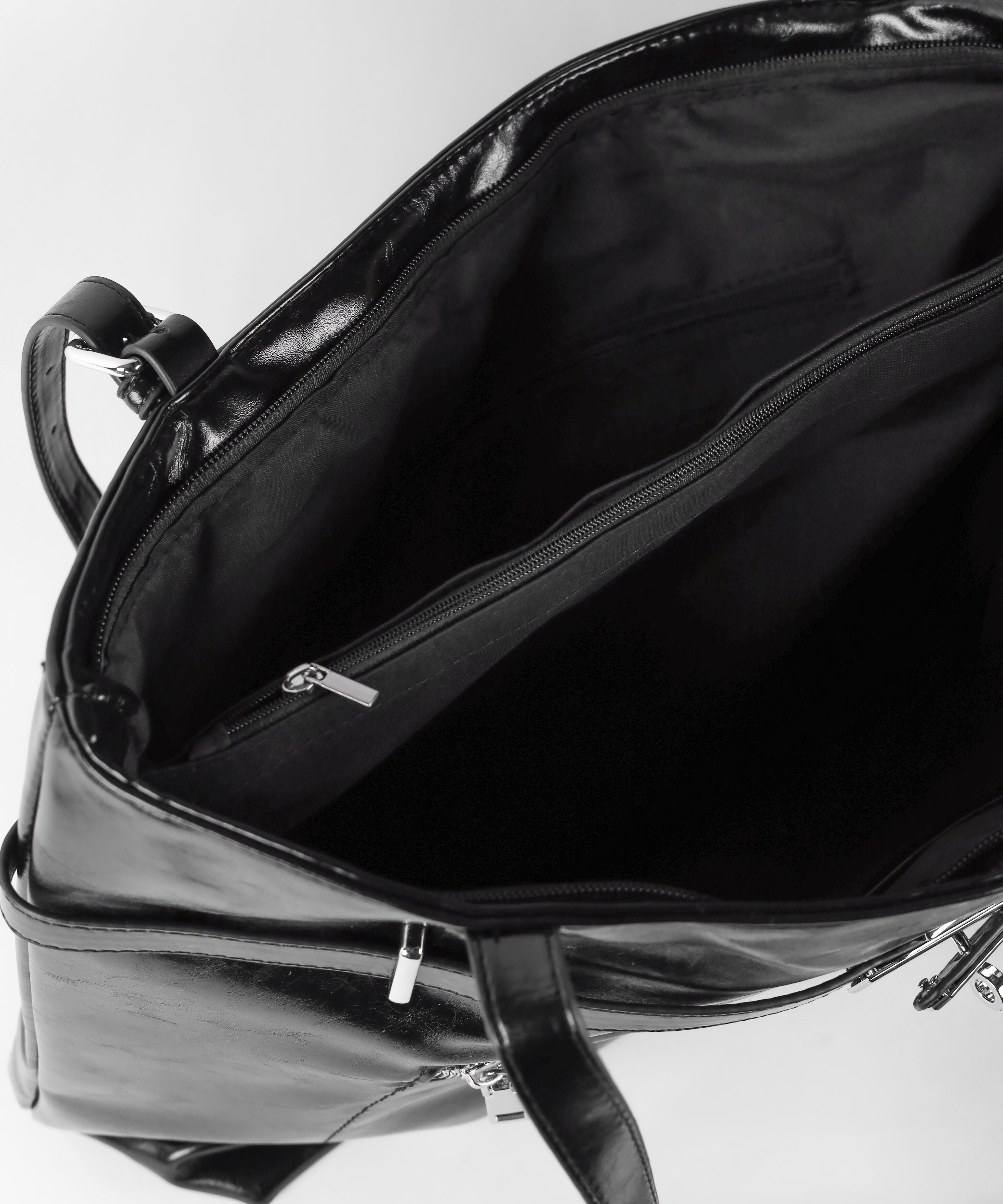 【 A4収納可 】デザインベルトフェイクレザースクエアトートバッグ / design belt fake leather square tote bag