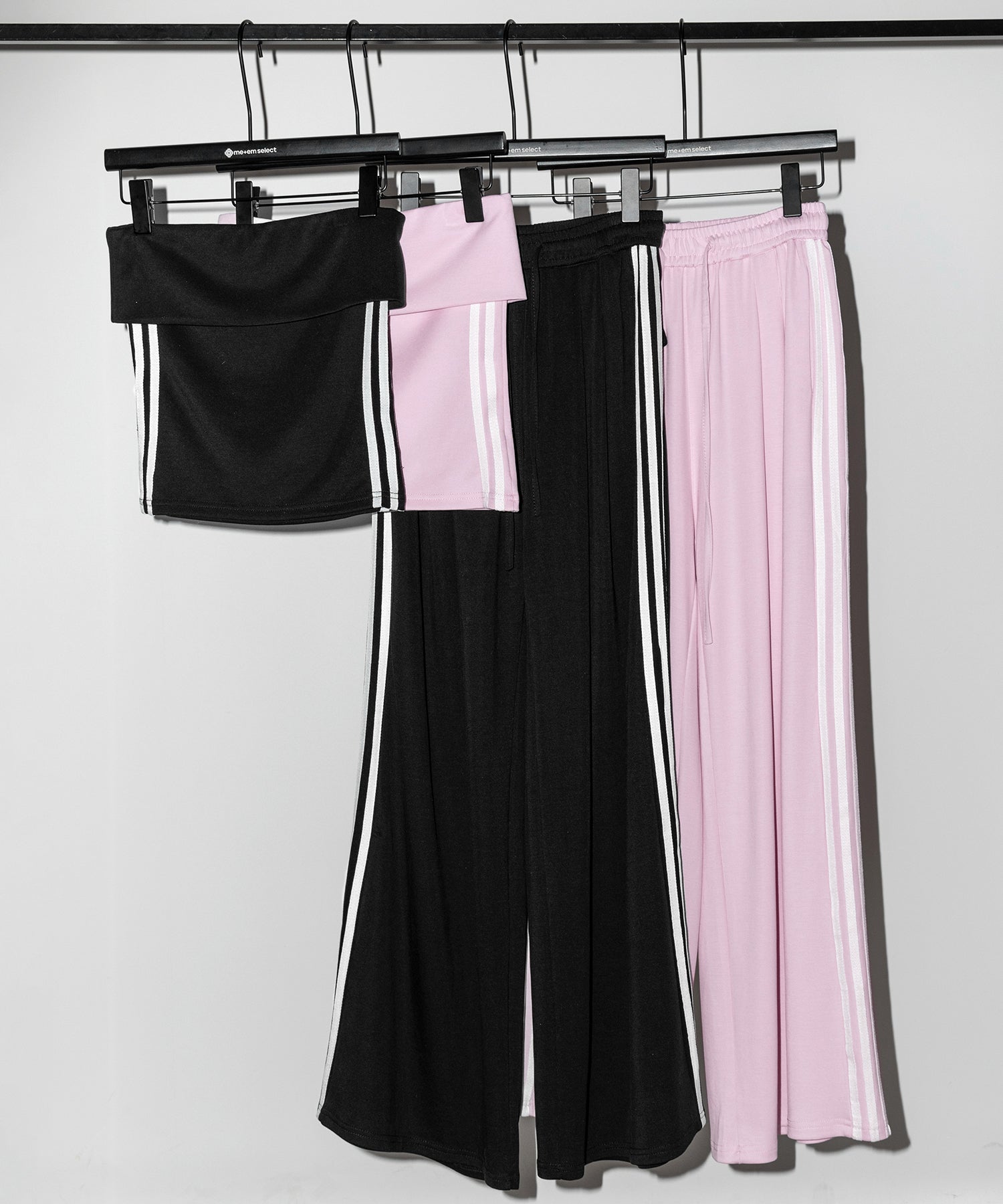 【 セットアップ 】サイドラインベアトップ+タックワイドカットソーパンツ SETUP / ( SETUP ) sideline bare top + tack wide cutsew pants