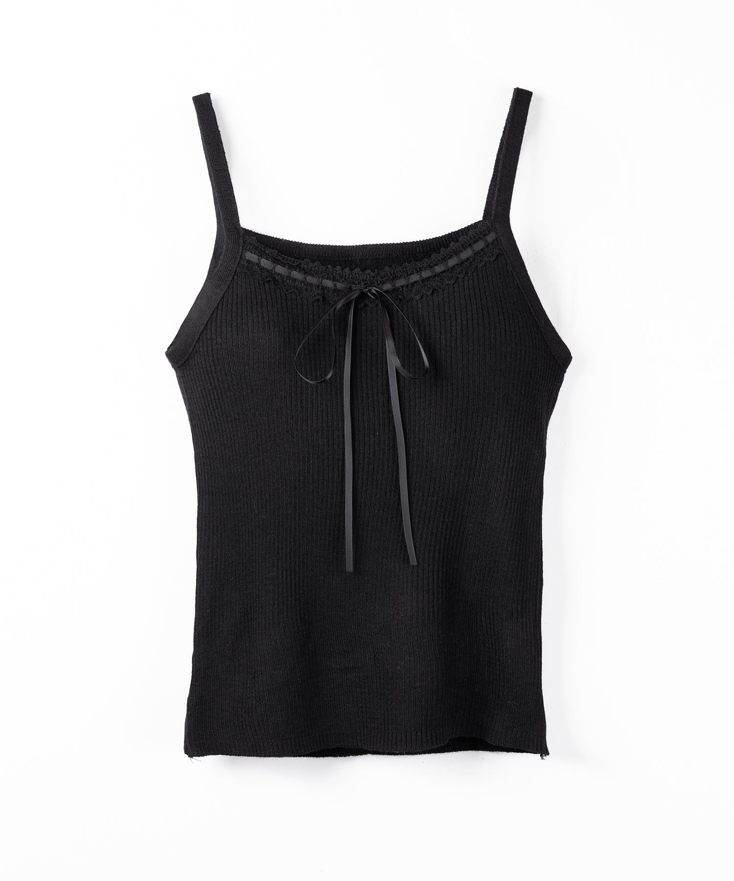 【 2点セット 】リボンリブニットキャミソール + カーディガンセット / ribbon rib knit camisole + cardigan set