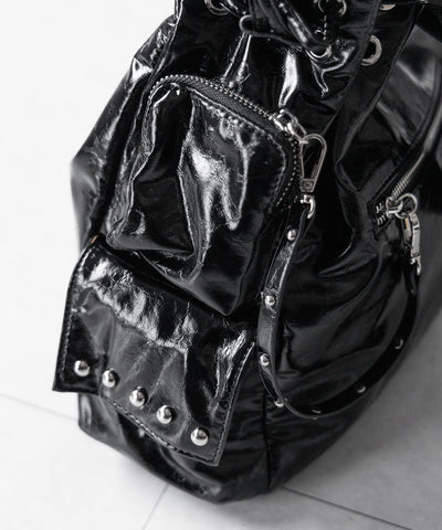 【 ショルダーストラップ付き2WAY 】ハトメデザインストリングアウトポケットヴィンテージショルダーバッグ / hatome design string outpocket vintage shoulder bag