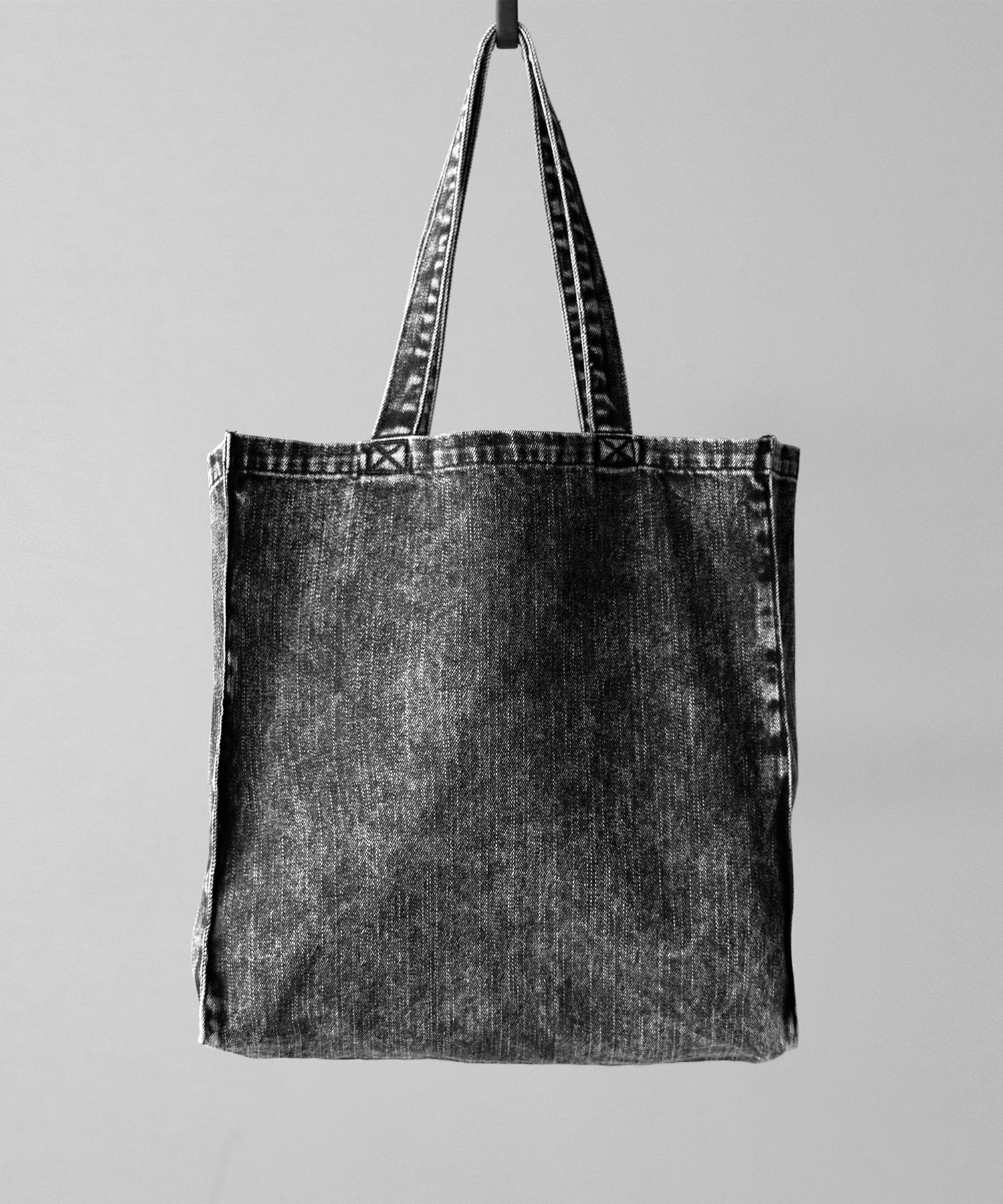 【 2color 】ヴィンテージケミカルブリーチビッグスクエアデニムトートバッグ / vintage chemical bleach big square denim tote bag