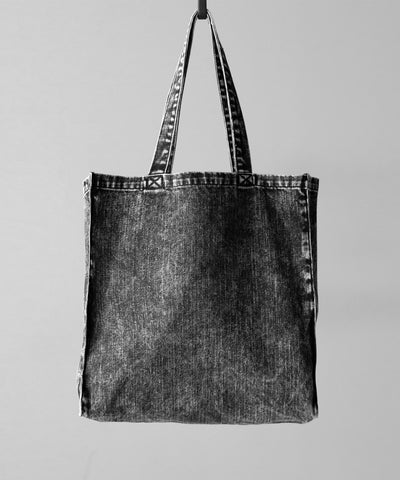 ヴィンテージケミカルブリーチビッグスクエアデニムトートバッグ / vintage chemical bleach big square denim tote bag