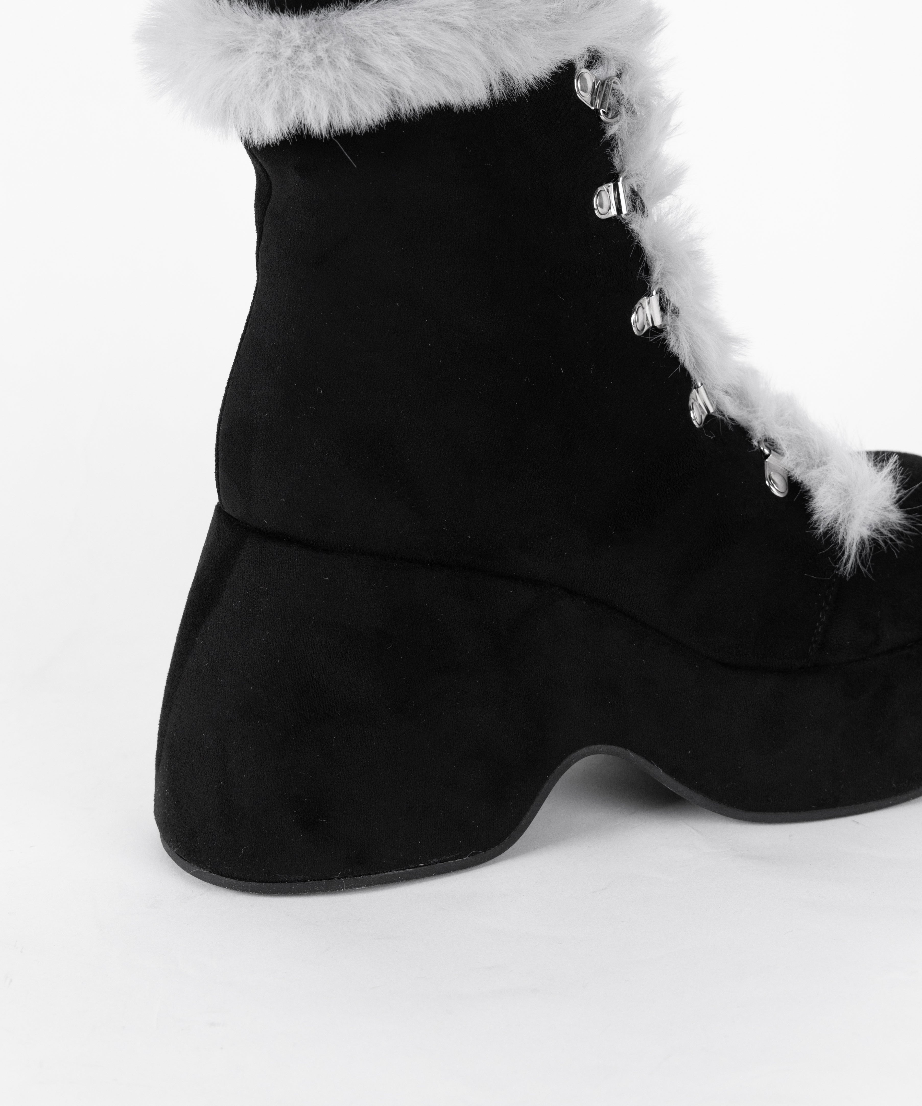 厚底レースアップムートンロングブーツ / platform laceup mouton long boots
