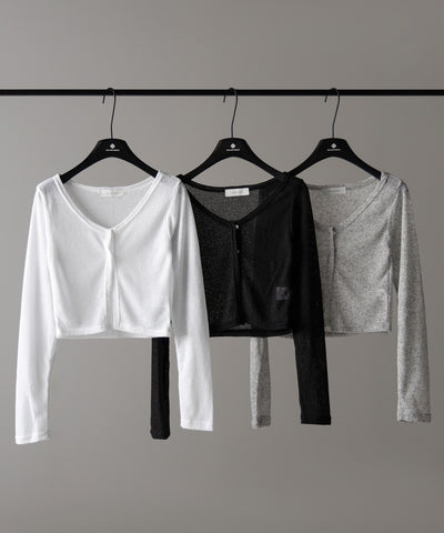 フロントボタンシアーショートカーディガン / front botton sheer short cardigan