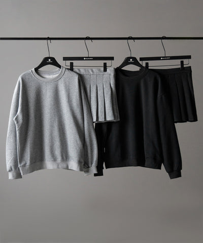 【 セットアップ 】オーバースウェットトップス + プリーツミニスカート SET / oversweat tops + pleated mini skirt SET