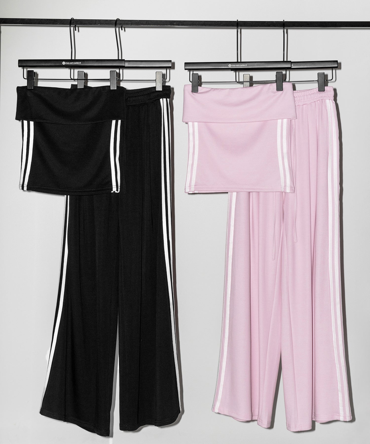 【 セットアップ 】サイドラインベアトップ+タックワイドカットソーパンツ SETUP / ( SETUP ) sideline bare top + tack wide cutsew pants