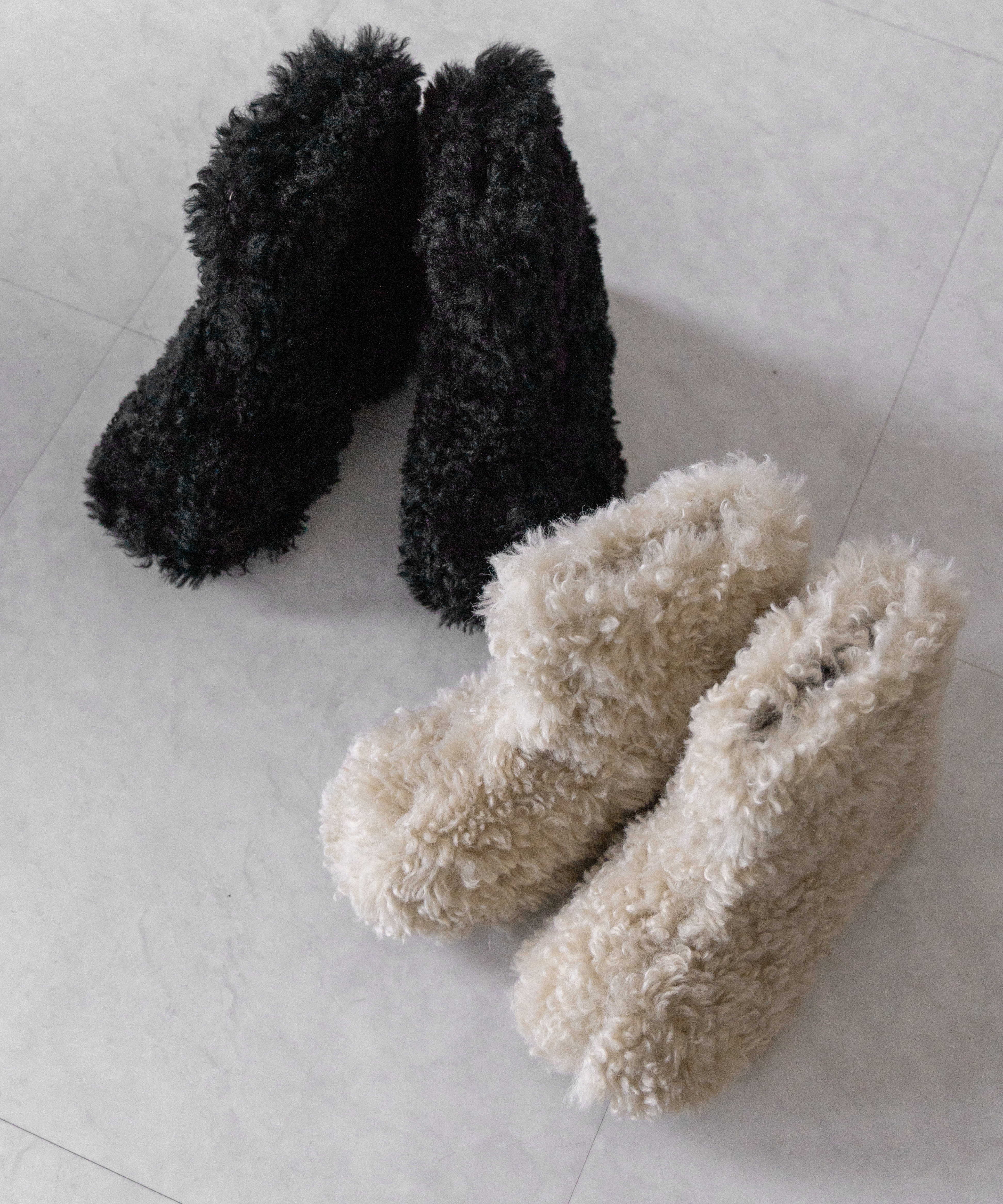 厚底テディボアショートブーツ / platform teddy boa short boots