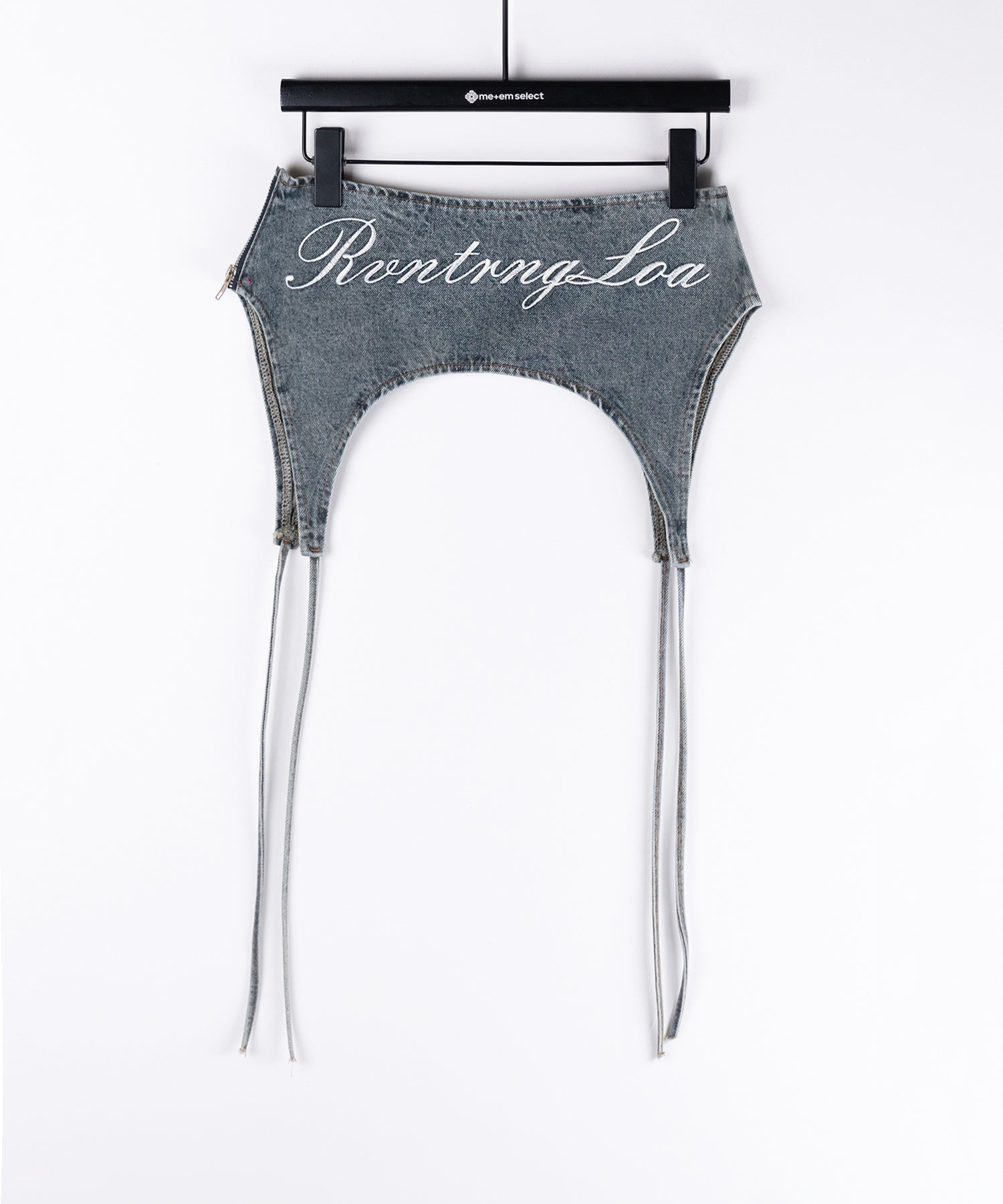 【 2WAY 】レタリングロゴ刺繍ガーターヴィンテージワイドデニム / lettering logo embroidery garter vintage wide denim