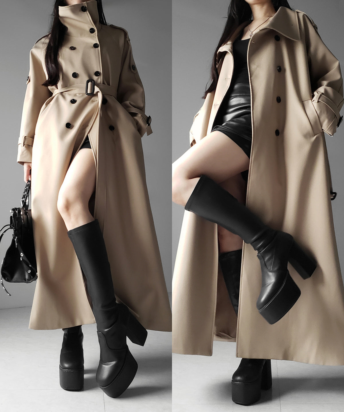2WAYスタンドカラーオーバーロングトレンチコート / 2WAY stand collar over long trench coat