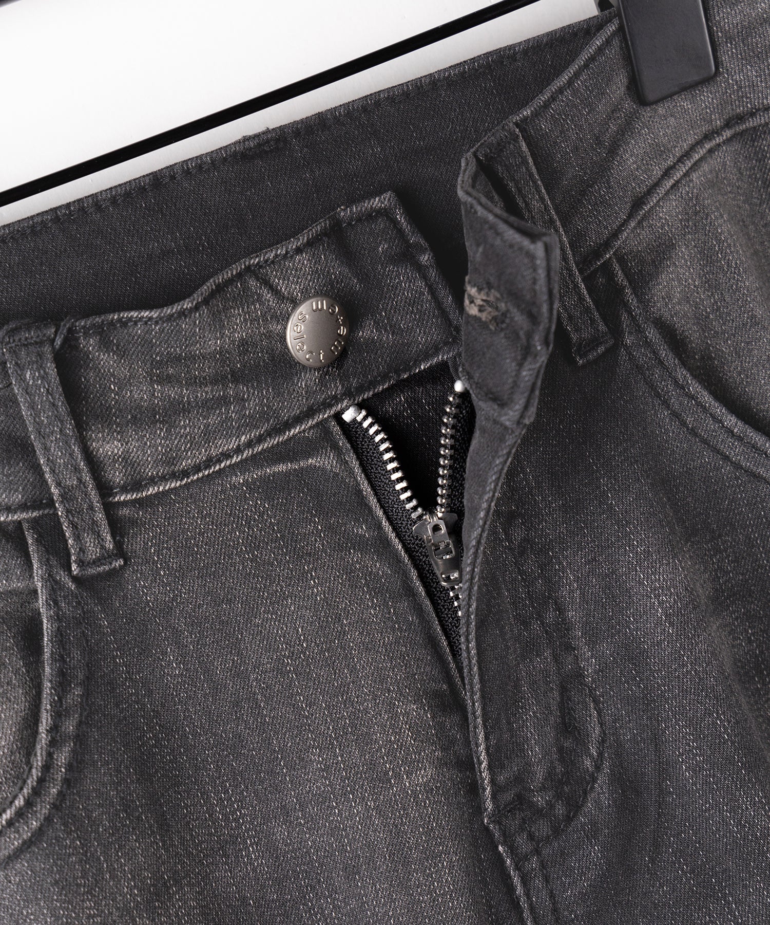 【 2color / 4size 】ストラップリボンヴィンテージストレッチフレアデニム / strap ribbon vintage stretch flare denim