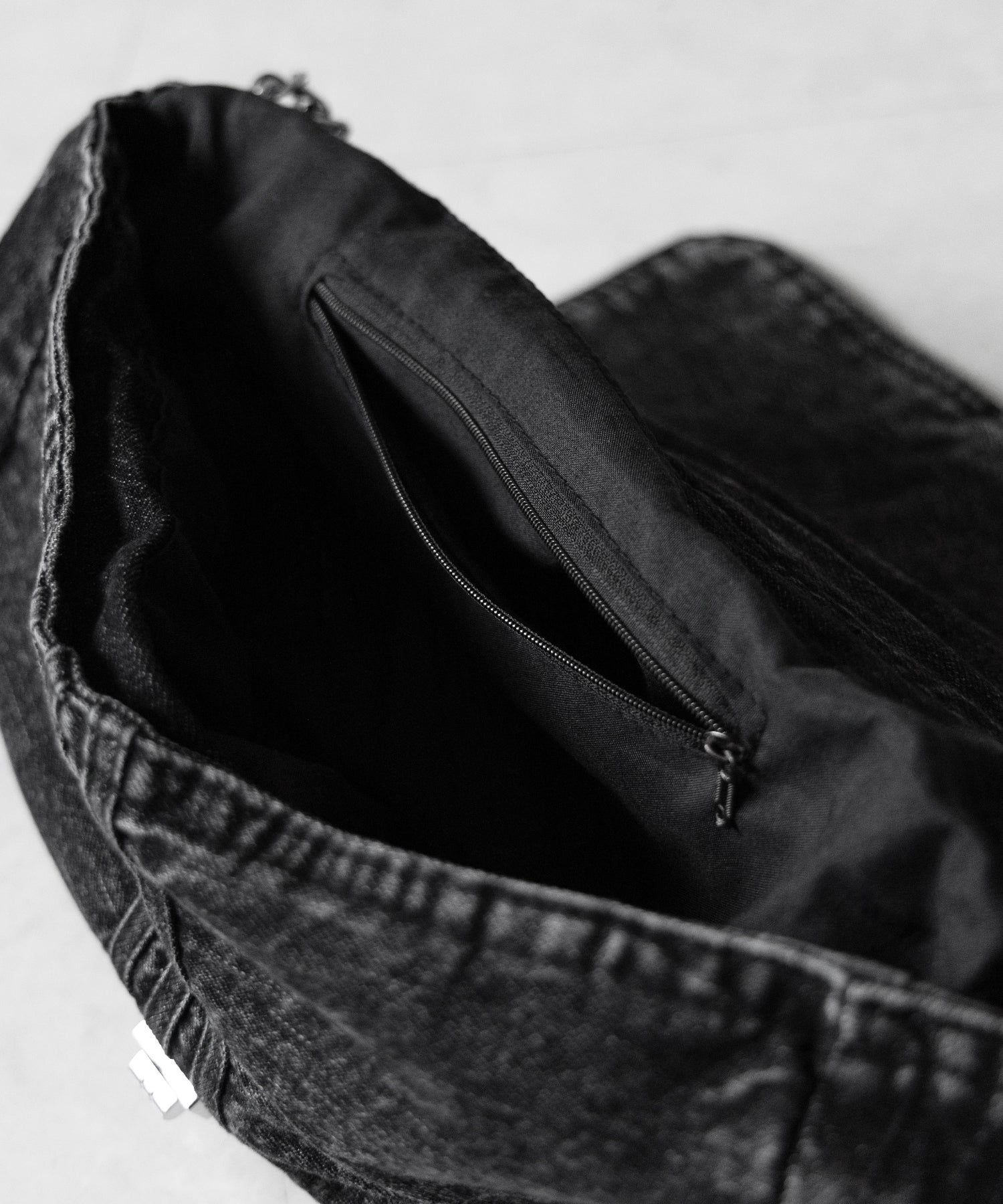 センターラインウォッシュデニムショルダーバッグ / centerline washed denim shoulder bag