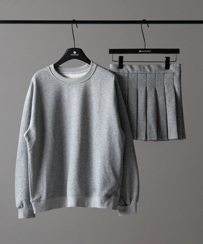 【 セットアップ 】オーバースウェットトップス + プリーツミニスカート SET / oversweat tops + pleated mini skirt SET